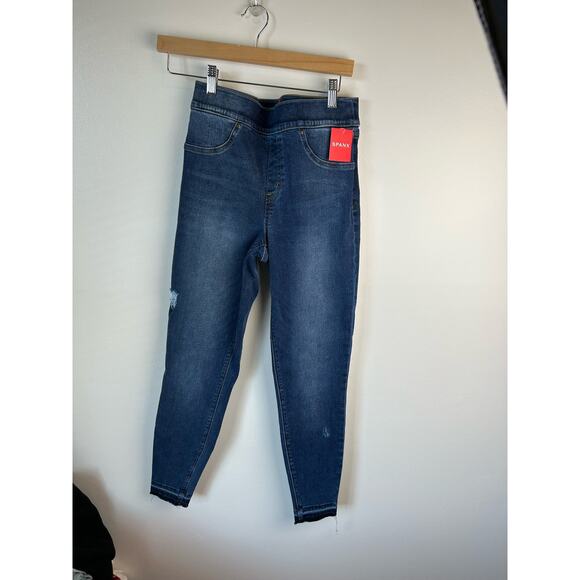 NWT SPANX Distressed Denim Leggings Medium Wash Size M - Picture 4 of 7